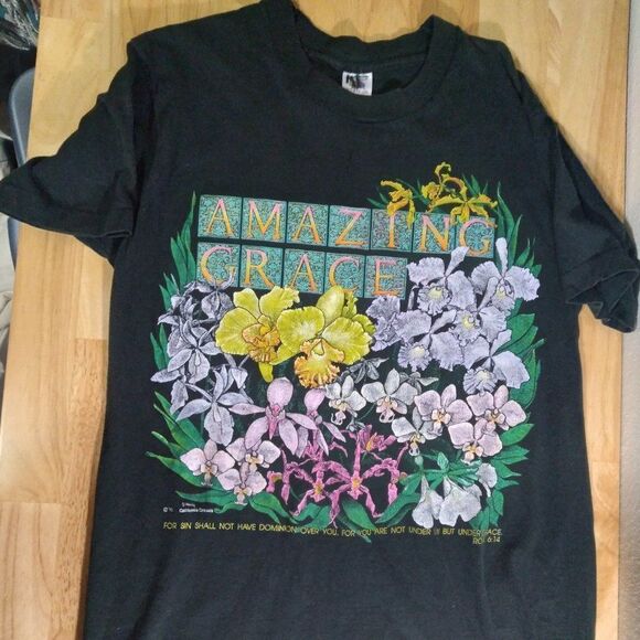 Vintage Amazing Grace Jesus Christian God T-Shirt - Picture 1 of 11